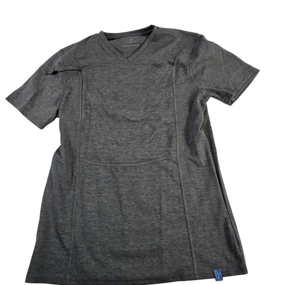 Lalabu LALABU Mens Large Gray V Neck Short‎ Sleeve Performance Shirt Athletic